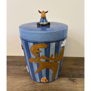 Harry & David Moose Ceramic 9" Canister Cookie Container Jar w Lid #715714